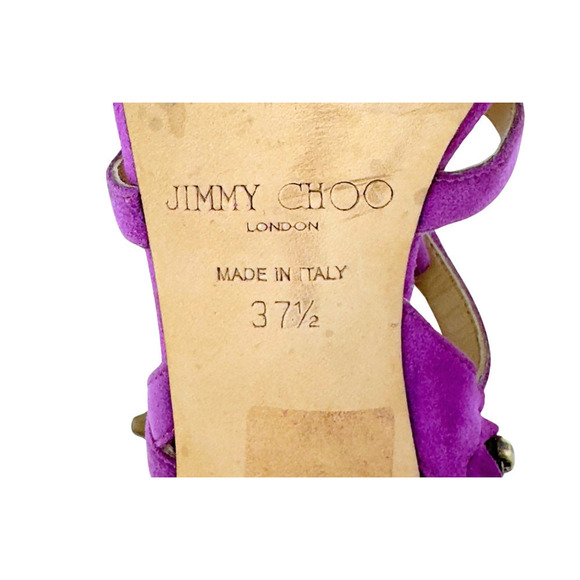 Jimmy Choo Lavender Suede Stud Gladiator Meddle Caged Heels Sandals EU 37.5 - Picture 8 of 11